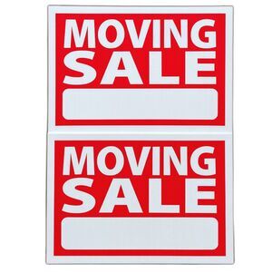 2-Pack - Moving Sale Signs – Red, 18"x24" Large, Double-Sided (Signs Only)